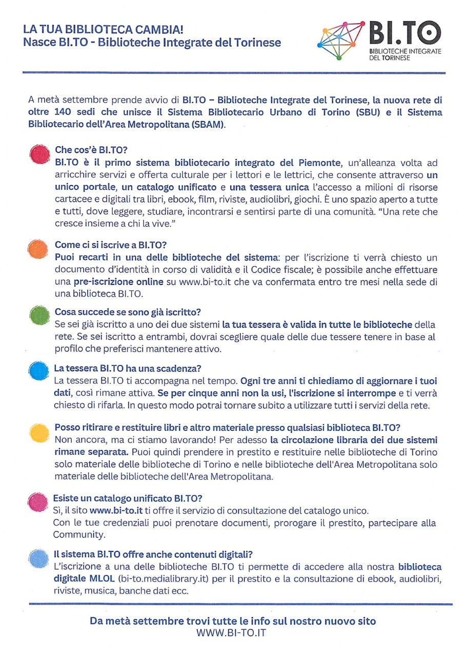 La tua biblioteca cambia! Nasce BI.TO