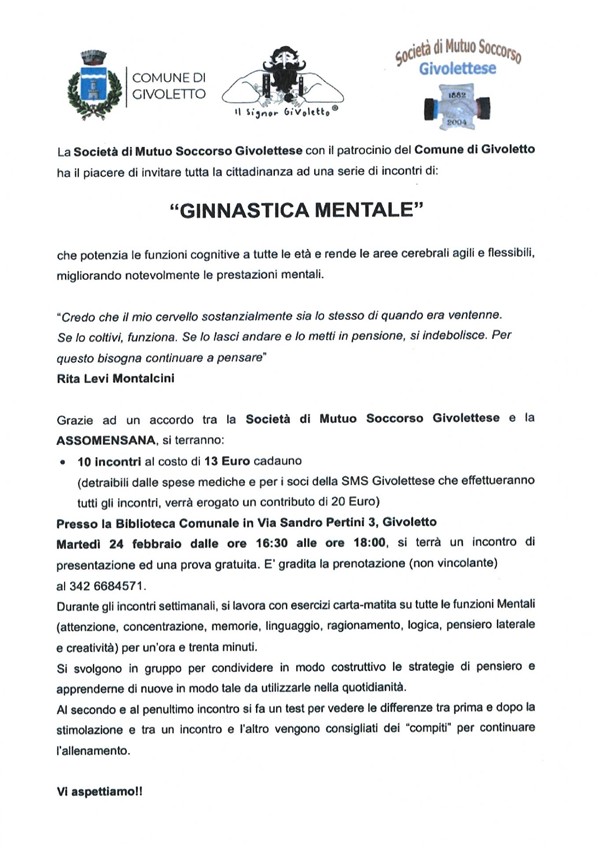 incontri di GINNASTICA MENTALE