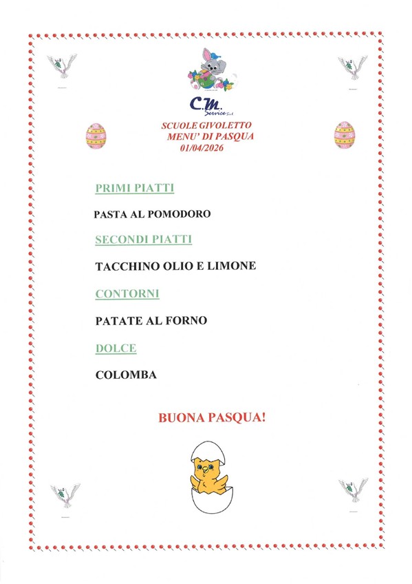 Menù di Pasqua - Scuole di Givoletto