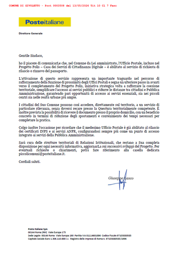 Servizio di richiesta di rilascio o rinnovo del Passaporto elettronico in Ufficio Postale
