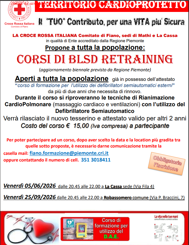 Corsi di BLSD retraining - Croce Rossa Italiana Comitato di Fiano